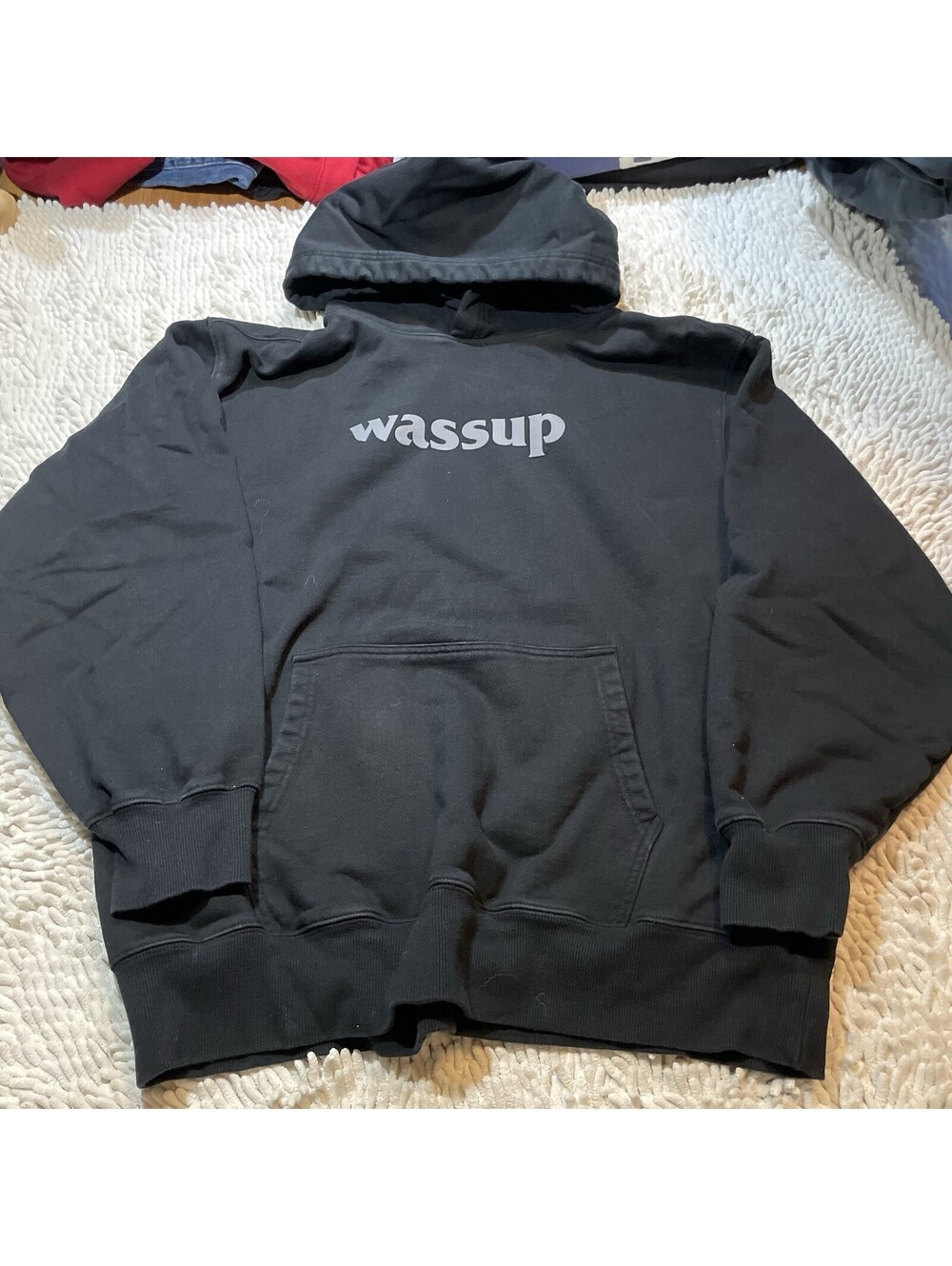 Wassup House Black Hoodie Graphic Heavyweight Sweatshirt WSP Size XL Spellout